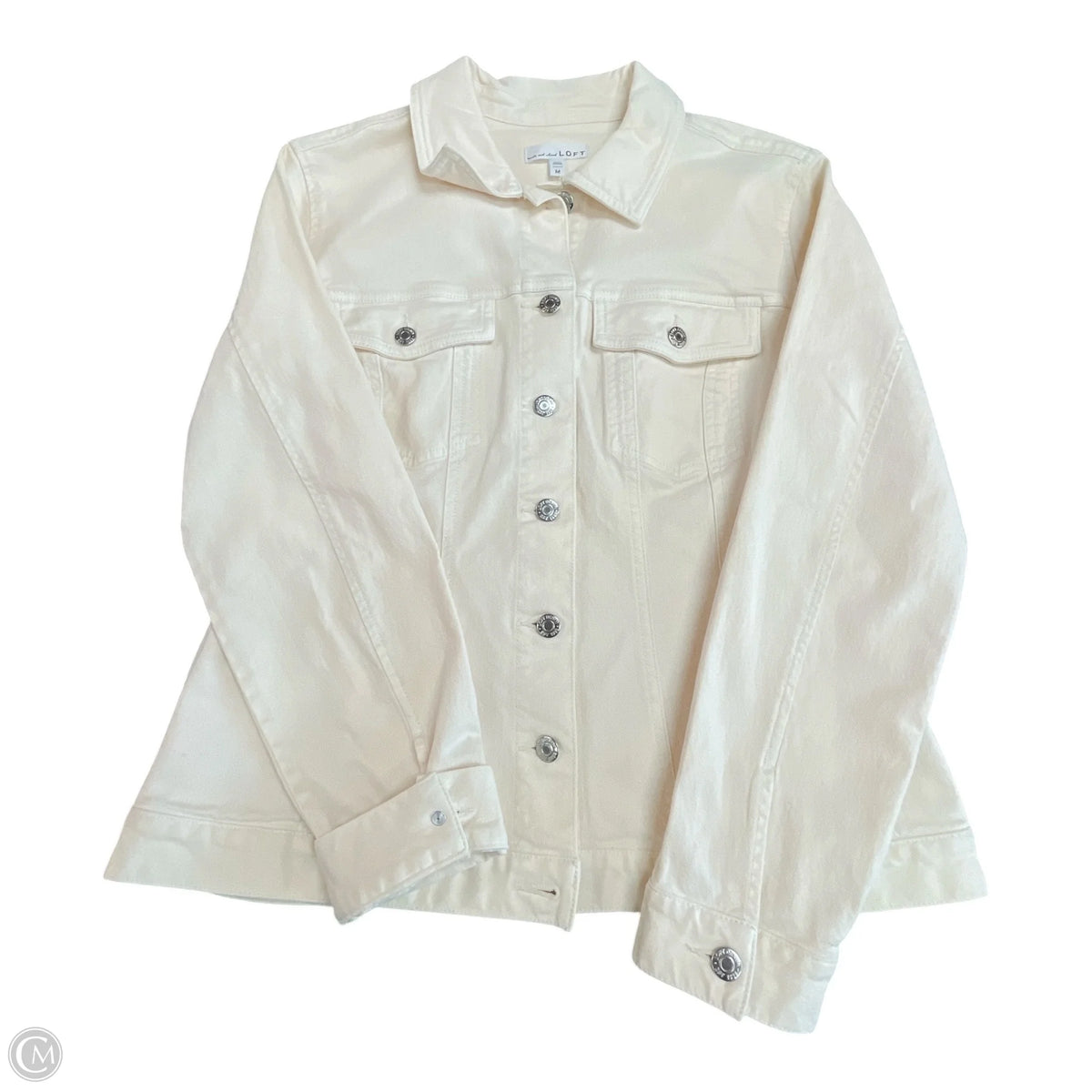 Jacket Denim By Loft In Cream, Size: M