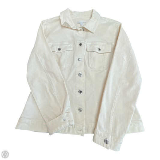 Jacket Denim By Loft In Cream, Size: M