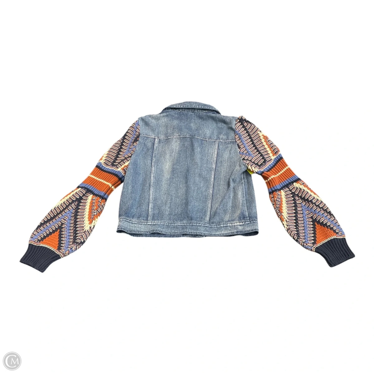 Jacket Denim By Flying Monkey In Blue & Tan, Size: M