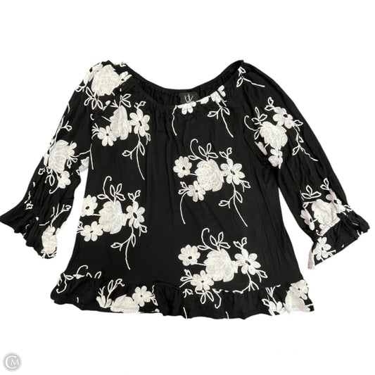 Top Long Sleeve By Liv Los Angeles In Black & White, Size: Xl