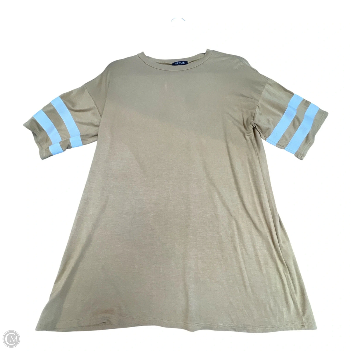 Top Short Sleeve By Roolee In Tan & White, Size: M