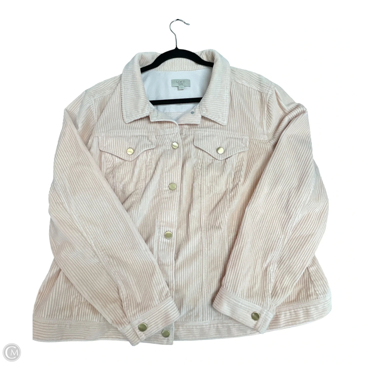 Jacket Denim By Loft In Pink, Size: 18