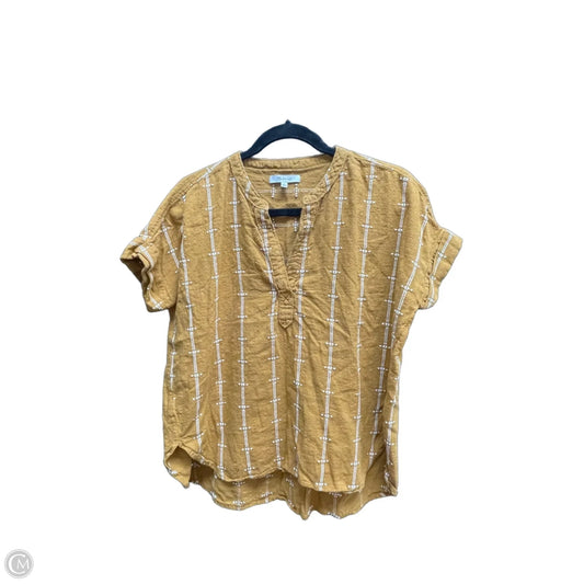 Top Short Sleeve By Madewell In White & Yellow, Size: Xs