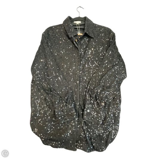 Top Long Sleeve By Main Strip In Black & Gold, Size: S