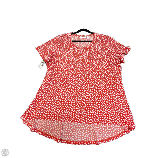 Top Short Sleeve By Susan Graver In Red & White, Size: Xl