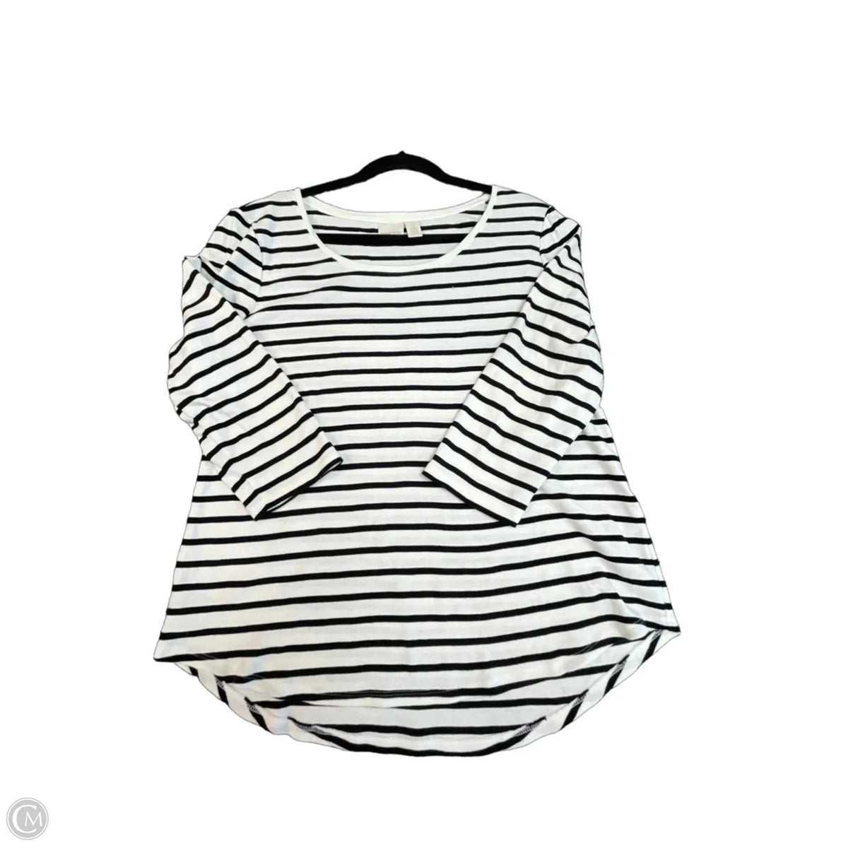 Top Long Sleeve By Chicos In Black & White, Size: L