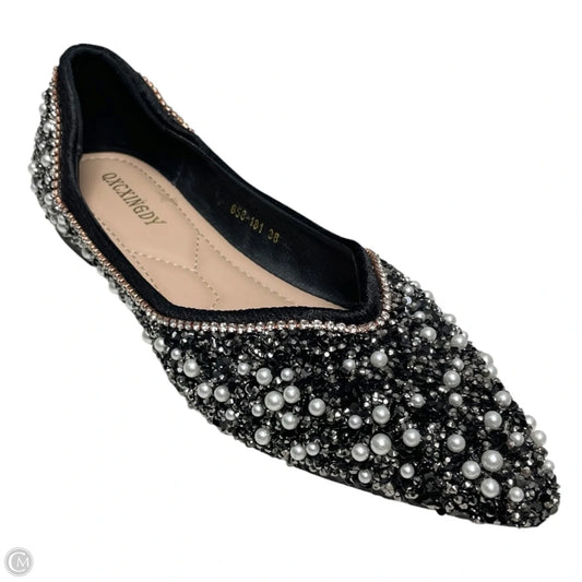 Shoes Flats By Clothes Mentor In Black & Silver, Size: 7.5