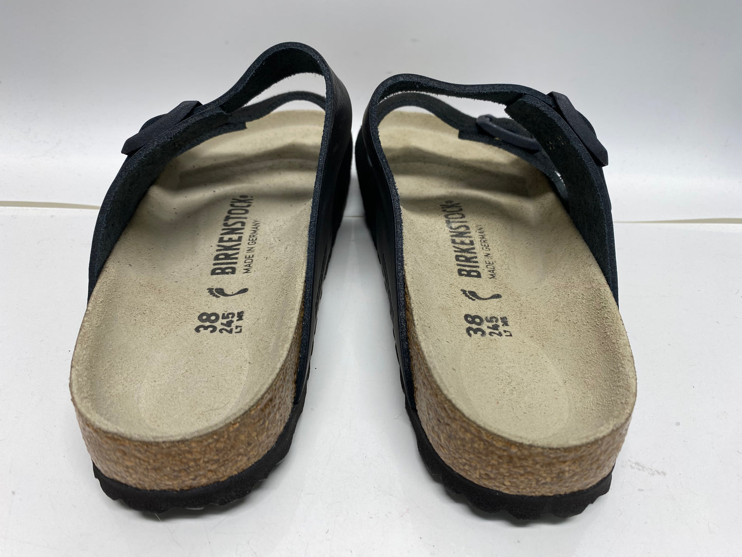 Sandals Flats By Birkenstock In Black & Brown, Size: 7.5