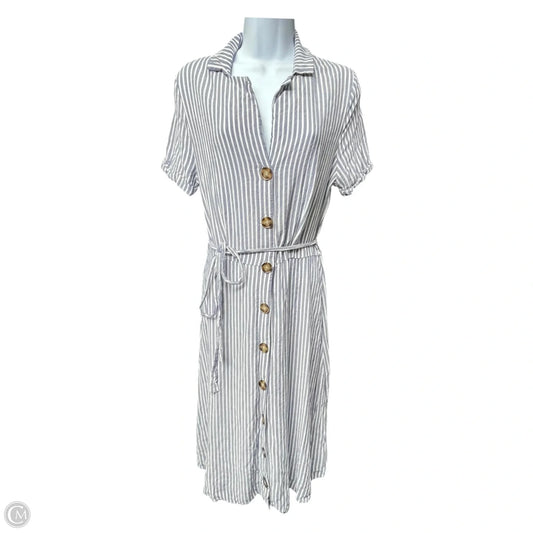 Dress Casual Midi By Naif In Blue & White, Size: L