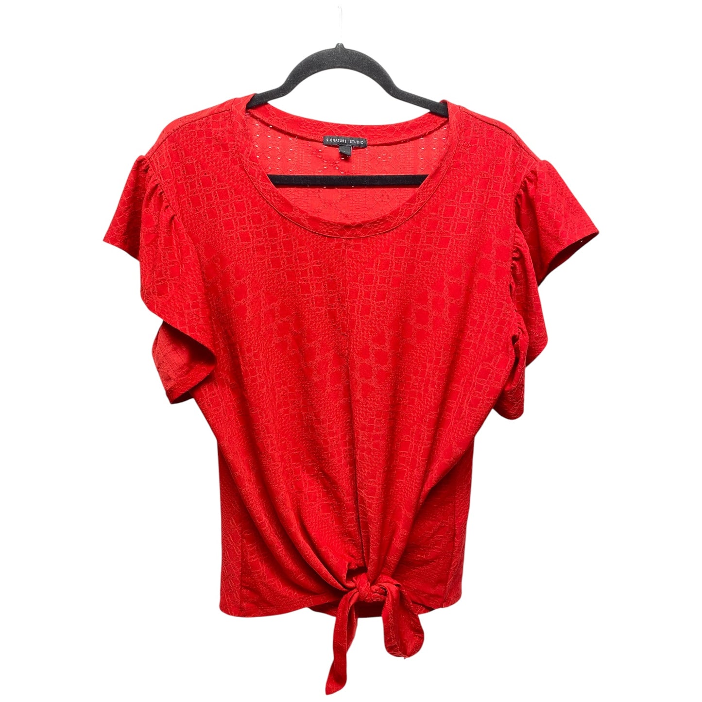 Top Short Sleeve By Signature Studio In Red, Size: L