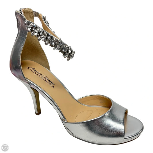 Shoes Heels Stiletto By Badgley Mischka In Silver & Tan, Size: 9