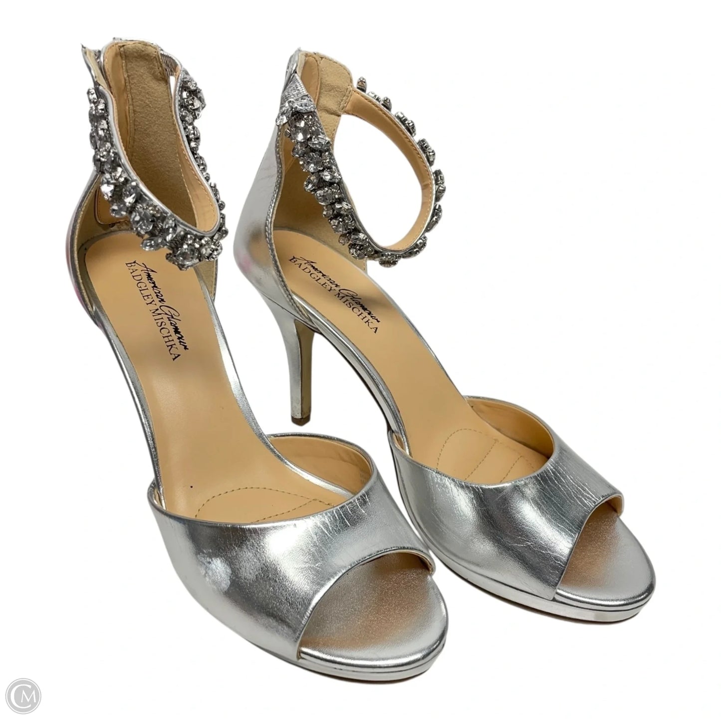 Shoes Heels Stiletto By Badgley Mischka In Silver & Tan, Size: 9