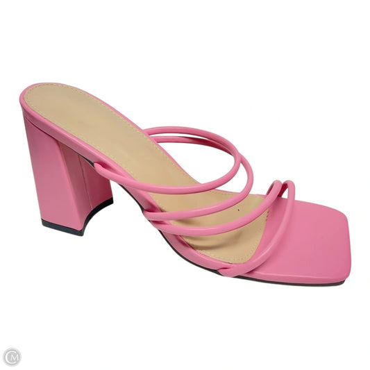 Shoes Heels Block By Clothes Mentor In Pink & Tan, Size: 8.5
