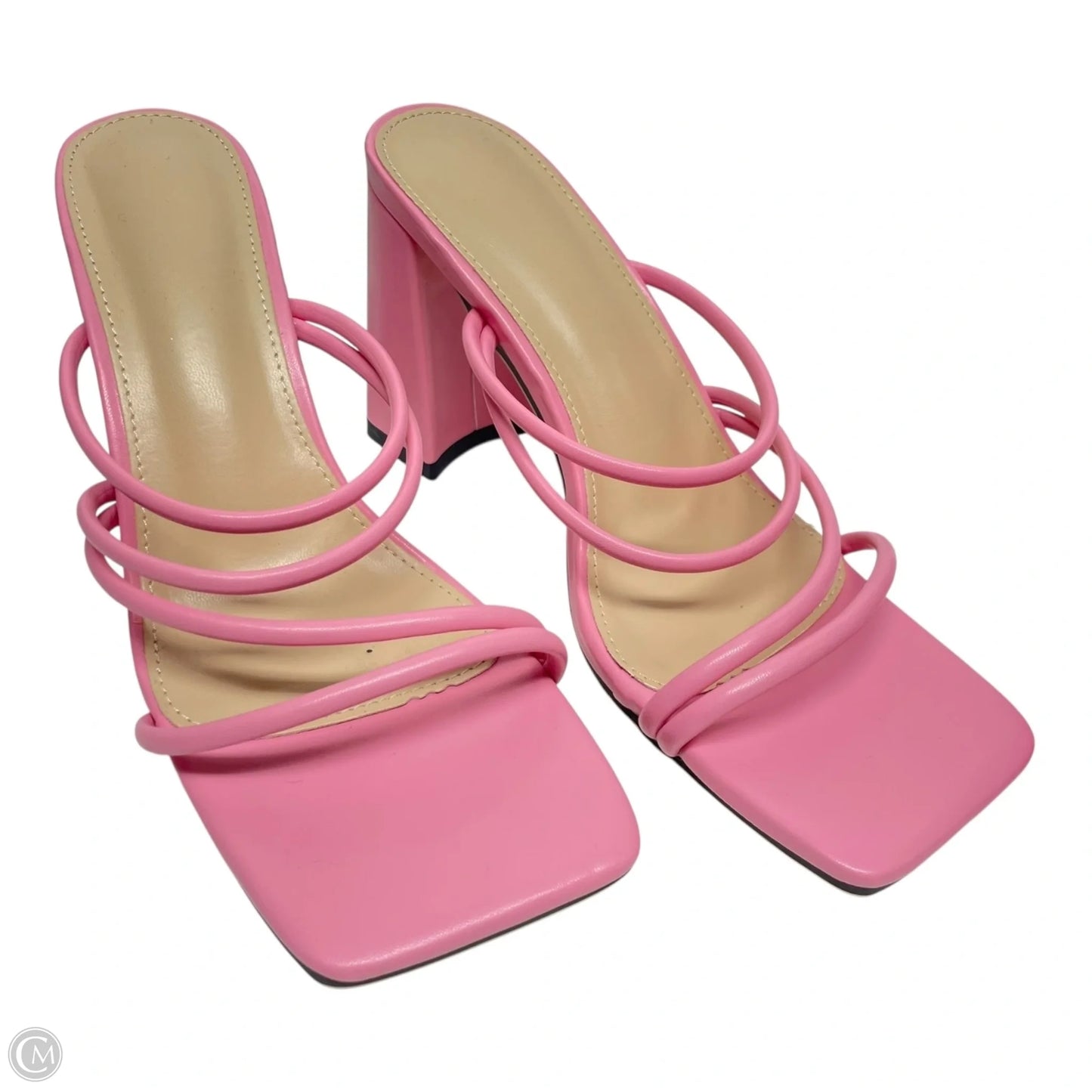 Shoes Heels Block By Clothes Mentor In Pink & Tan, Size: 8.5
