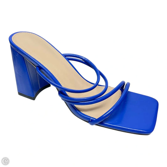 Shoes Heels Block By Clothes Mentor In Blue & Tan, Size: 8.5