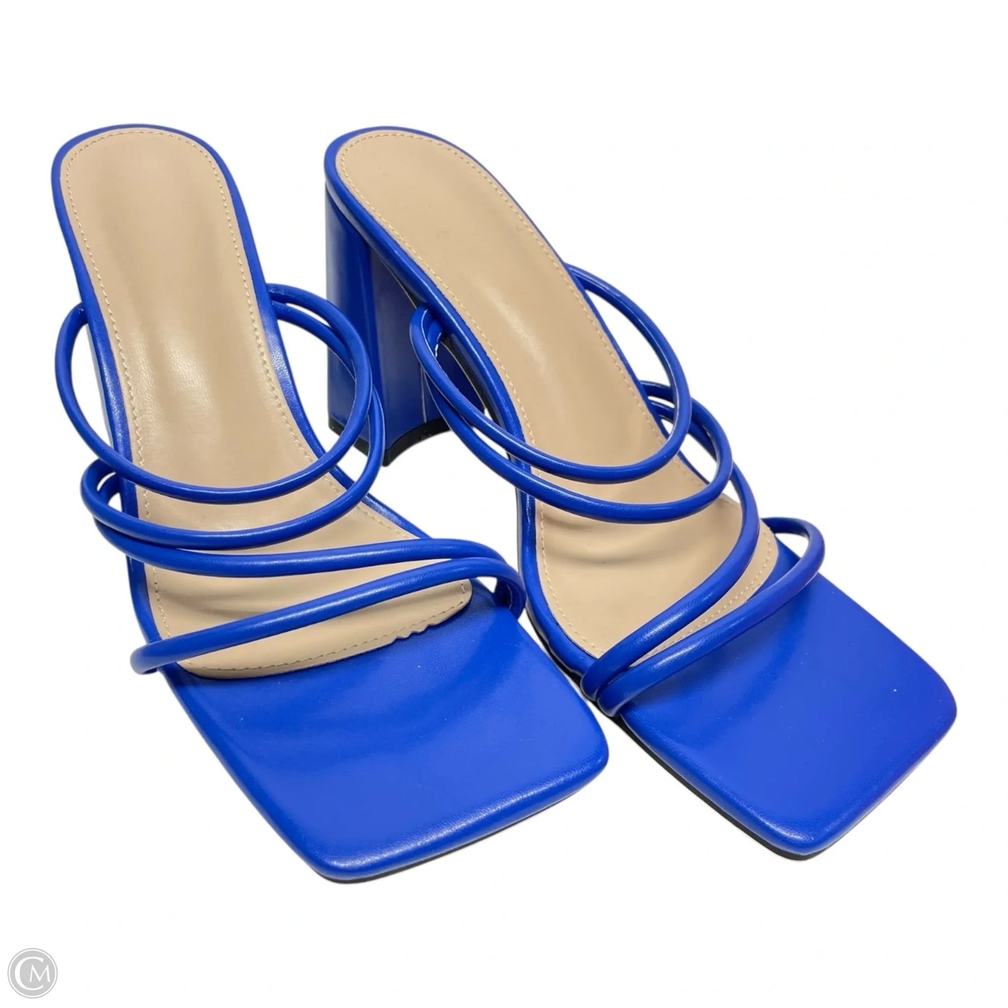 Shoes Heels Block By Clothes Mentor In Blue & Tan, Size: 8.5