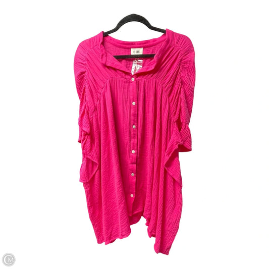 Top Short Sleeve By Bibi In Pink, Size: Xl