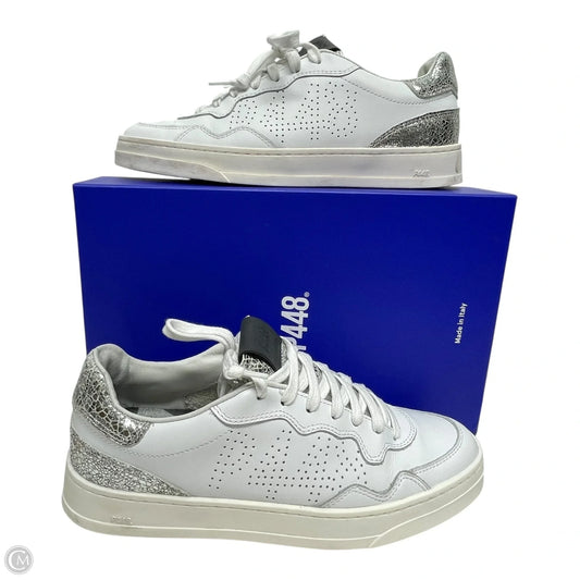 Shoes Sneakers By P448 In Silver & White, Size: 8.5