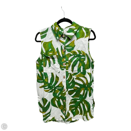 Tunic Sleeveless By Joie In Green & White, Size: M