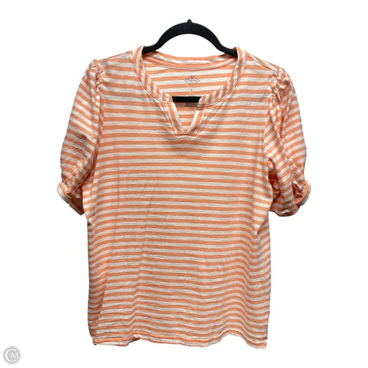 Top Short Sleeve By St Johns Bay In Orange & White, Size: L