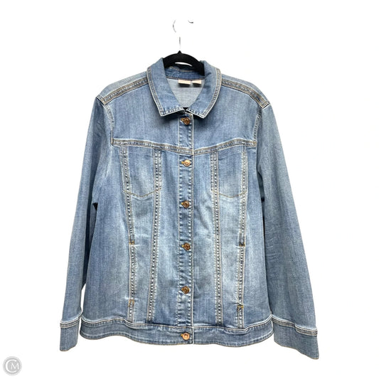 Jacket Denim By Chicos In Blue, Size: Xxl