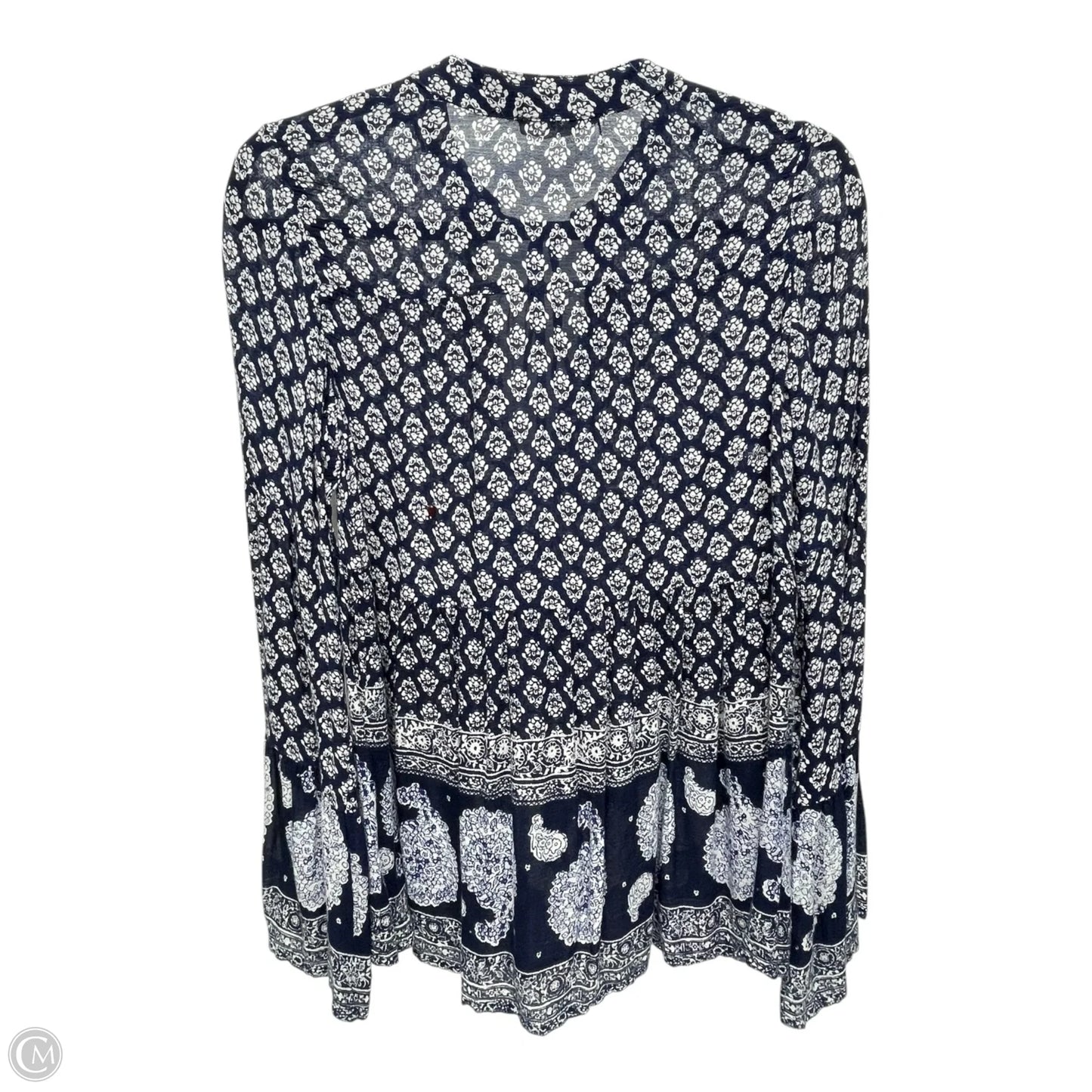 Top Long Sleeve By Altard State In Blue & White, Size: S