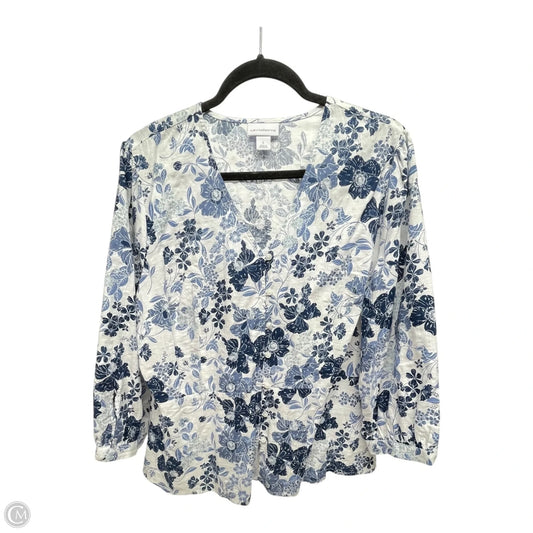 Top Short Sleeve By Liz Claiborne In Floral Print, Size: L