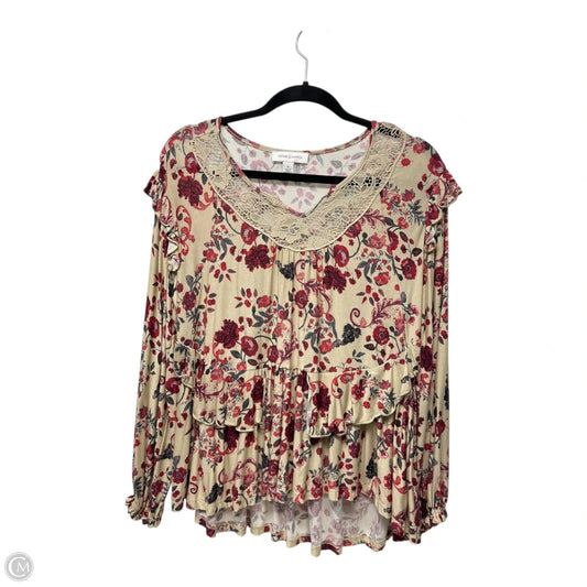 Top Long Sleeve By Vintage America In Floral Print, Size: M