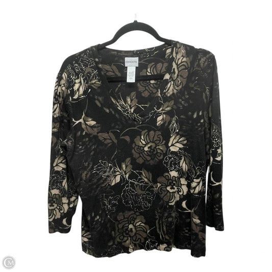 Top 3/4 Sleeve By Chicos In Floral Print, Size: M