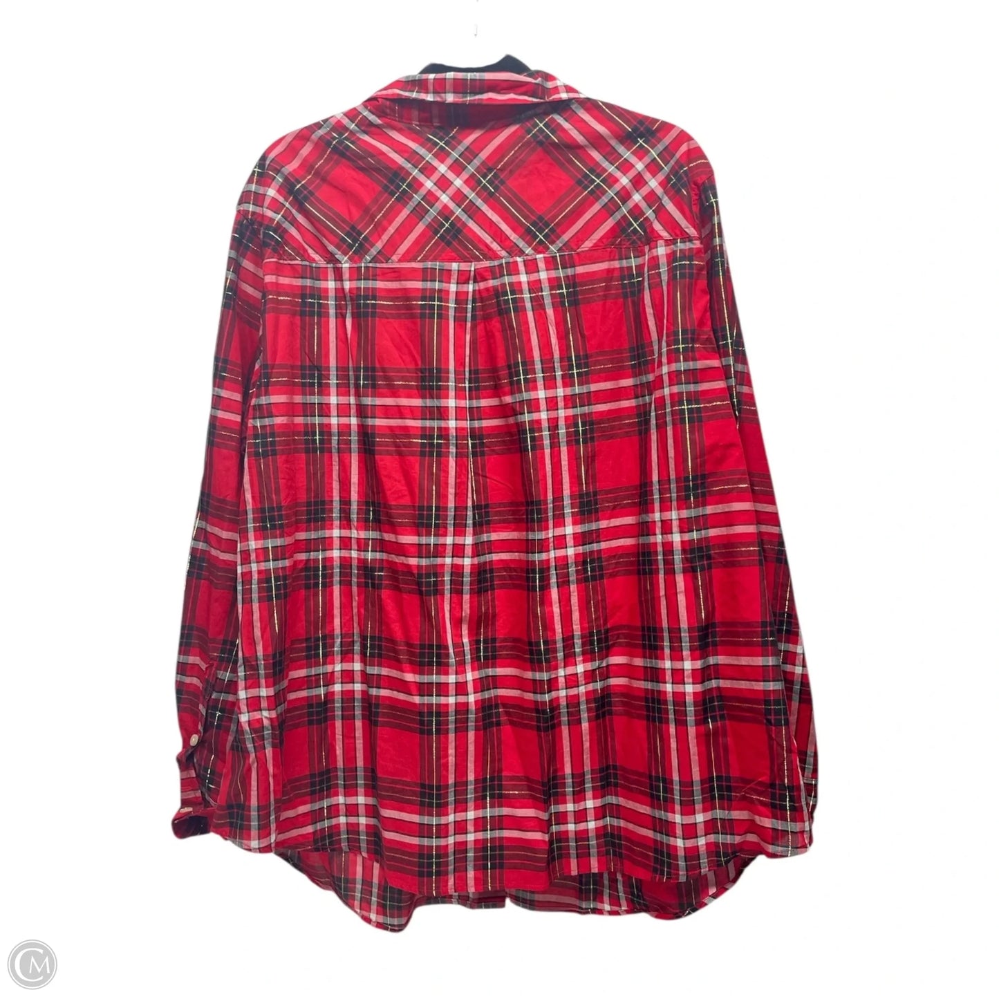 Top Long Sleeve By Ava & Viv In Plaid Pattern, Size: 3x