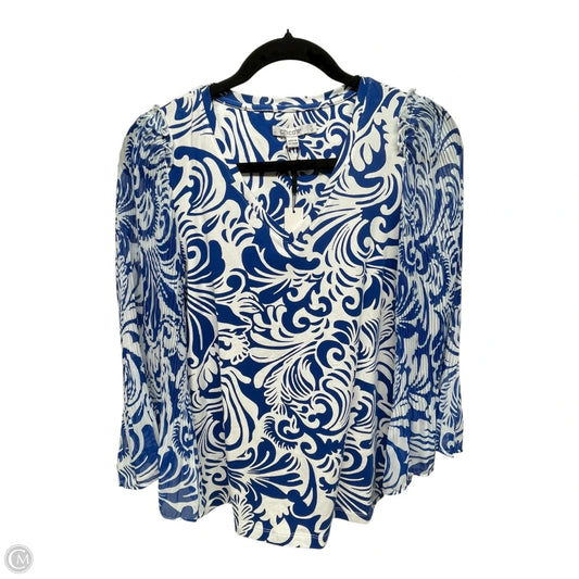 Top Long Sleeve By Chicos In Blue & White, Size: S