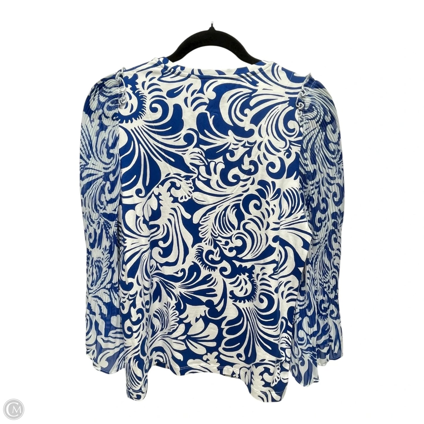 Top Long Sleeve By Chicos In Blue & White, Size: S