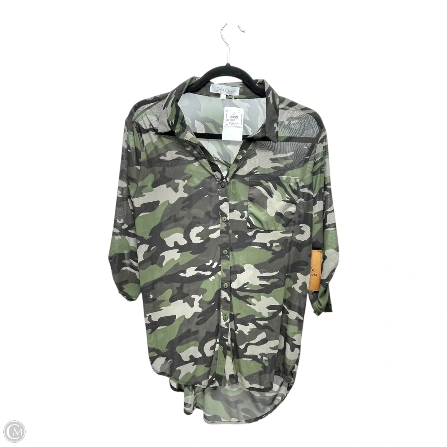 Top Short Sleeve By Eden & Olivia In Camouflage Print, Size: L