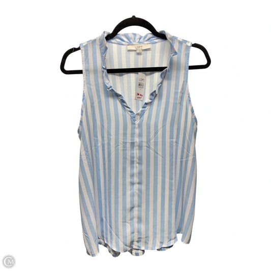 Top Sleeveless By Loft In Blue & White, Size: M