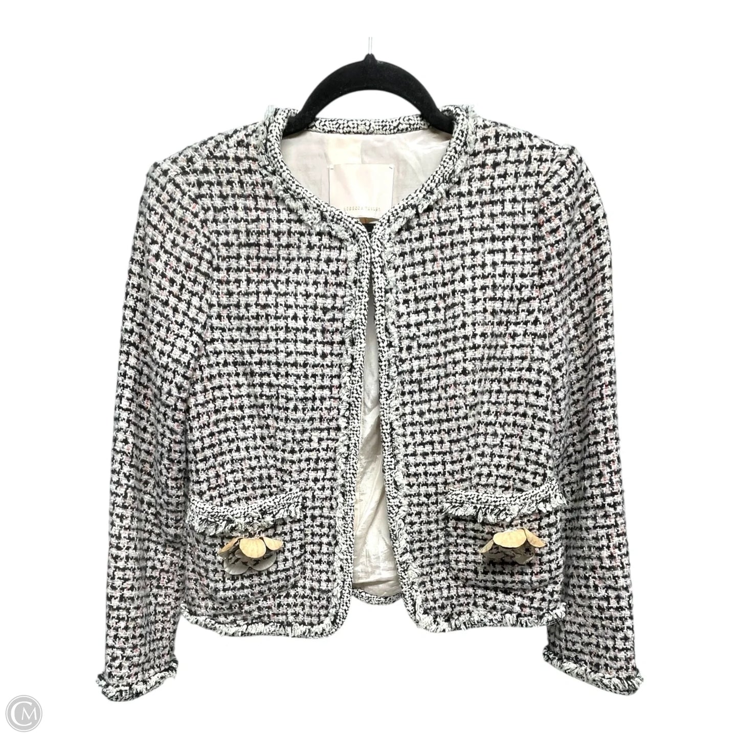 Blazer By Rebecca Taylor In Black & Pink, Size: S