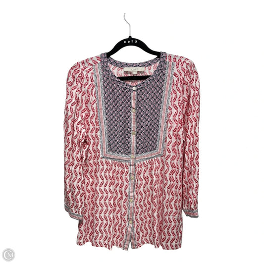 Top Long Sleeve By Loft In Blue & Red & White, Size: M