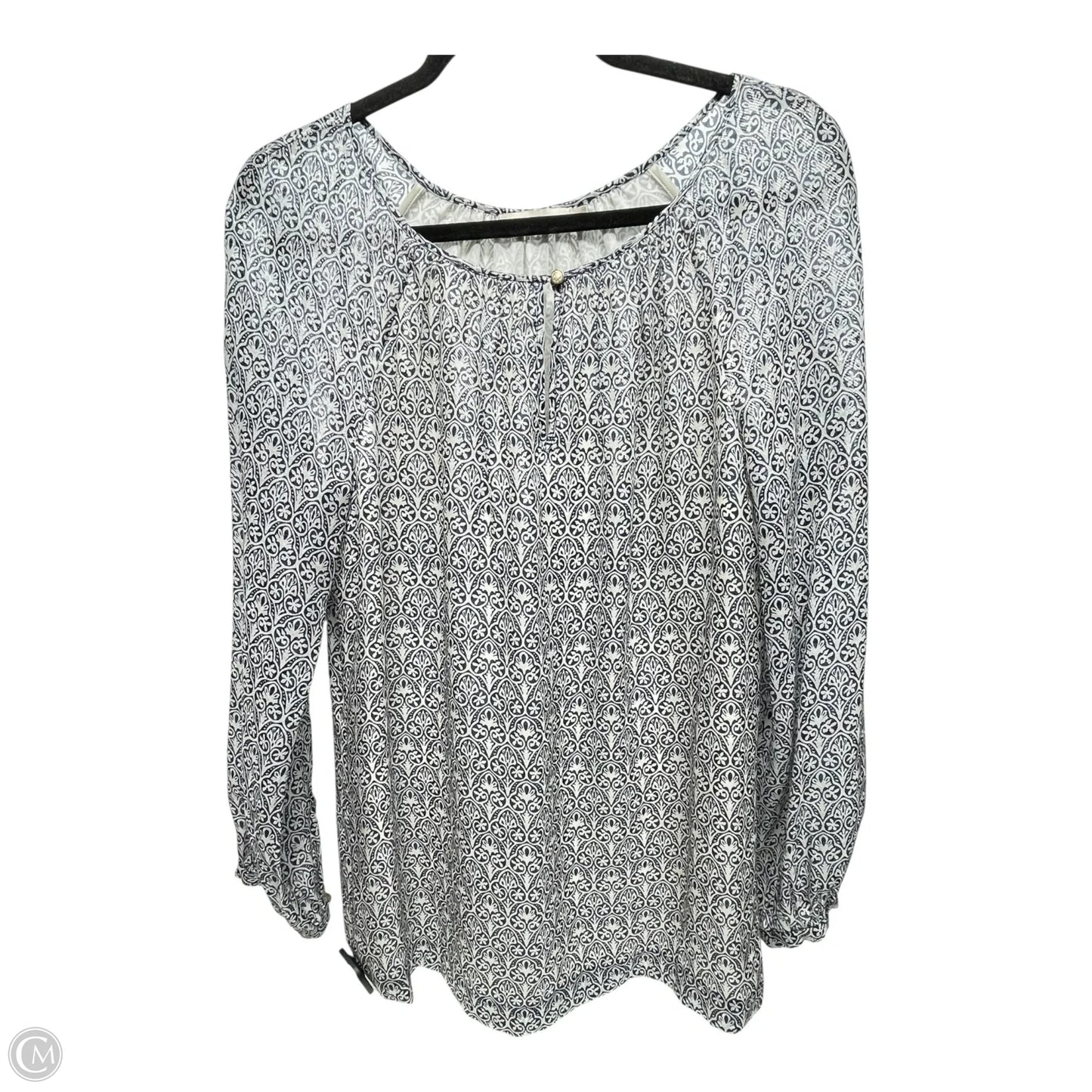Top Long Sleeve Designer By Tory Burch In Blue & White, Size: 8