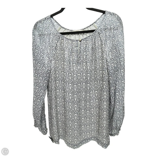 Top Long Sleeve Designer By Tory Burch In Blue & White, Size: 8