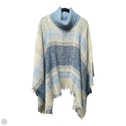 Poncho By Simply Noelle In Blue & Cream, Size: Osfm