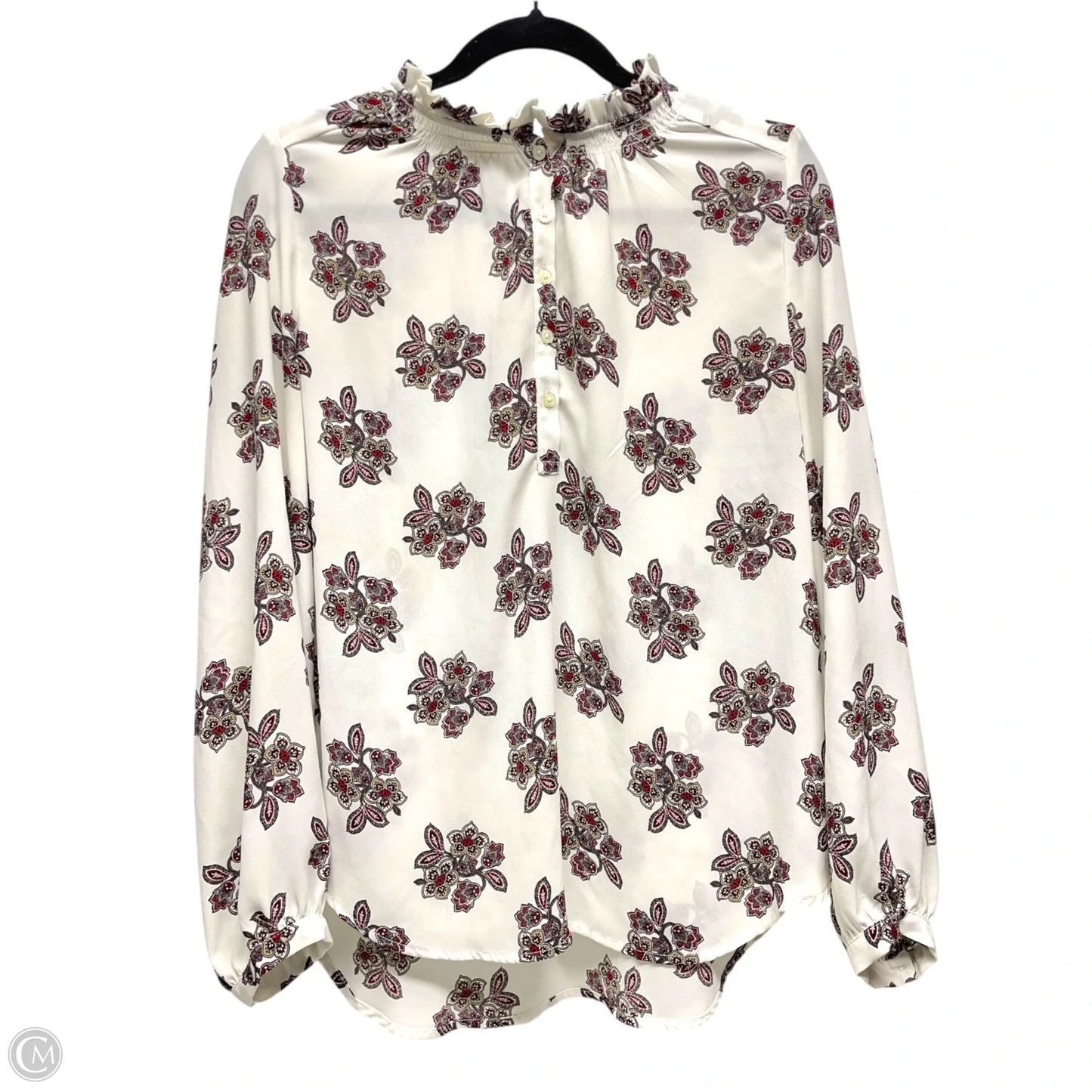 Top Long Sleeve By Loft In Red & White, Size: M