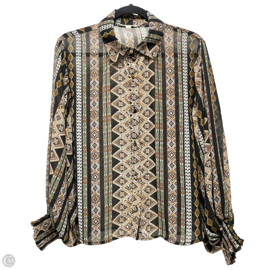 Blouse Long Sleeve By Ee Some In Multi-colored, Size: S