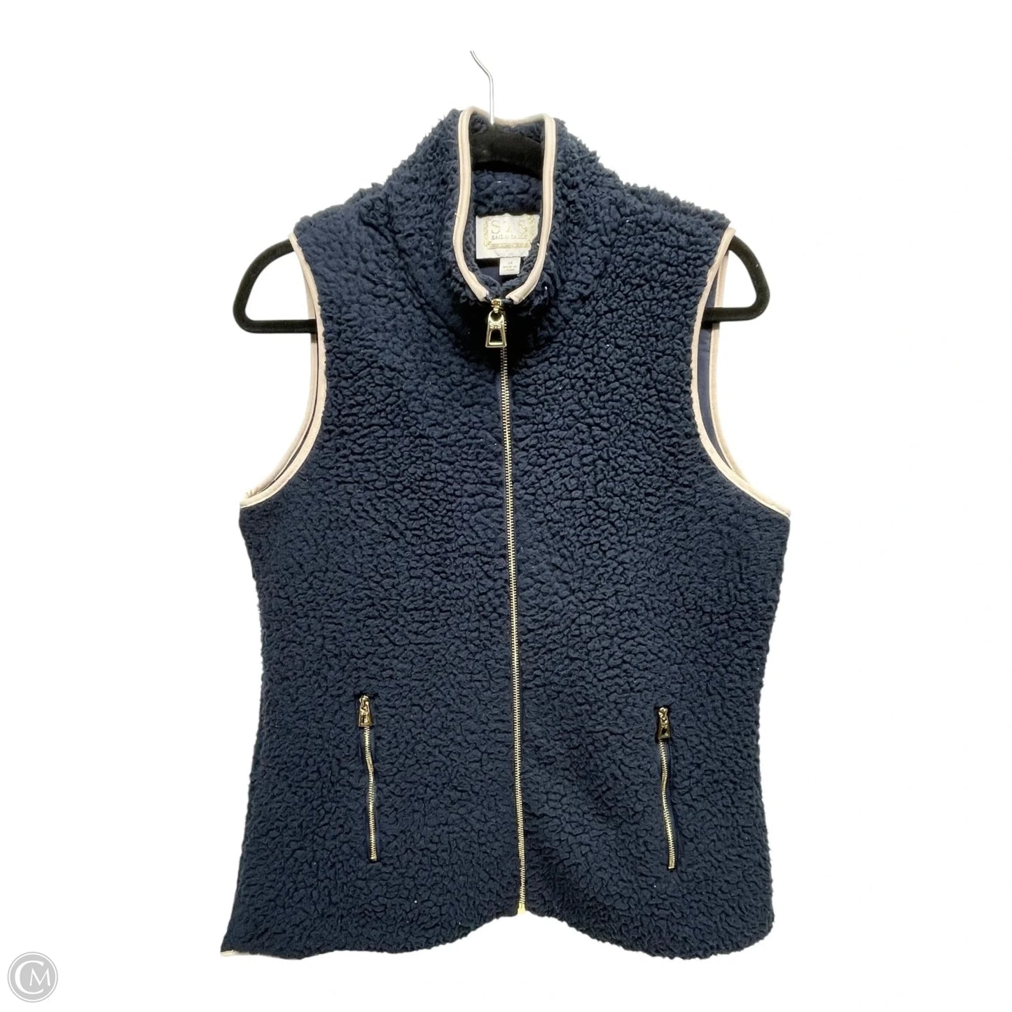Vest Faux Fur & Sherpa By Sail To Sable In Blue & White, Size: M