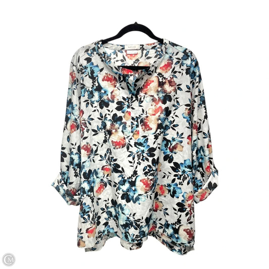 Top Long Sleeve By Van Heusen In Floral Print, Size: Xl