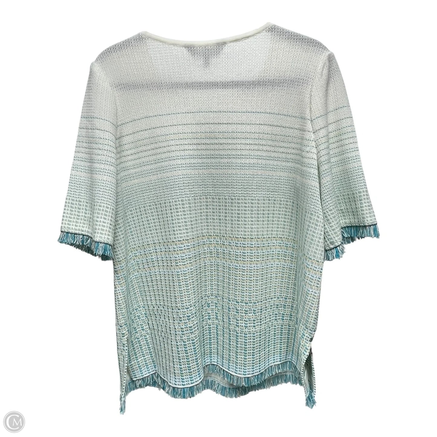 Sweater Short Sleeve By Ming Wang In Blue & White, Size: L