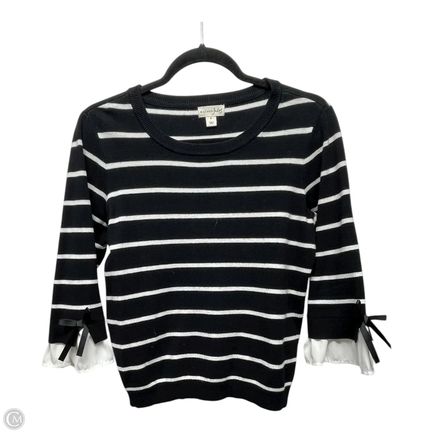Sweater By Maison Jules In Black & White, Size: M