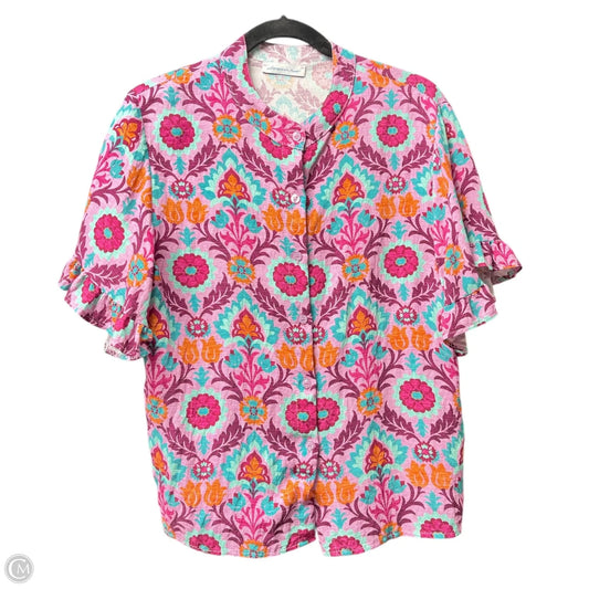 Top Short Sleeve By Clothes Mentor In Floral Print, Size: M
