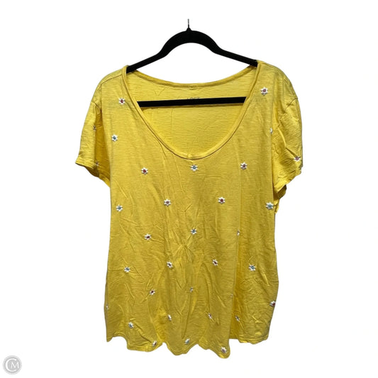 Top Short Sleeve By Loft In Yellow, Size: Xl