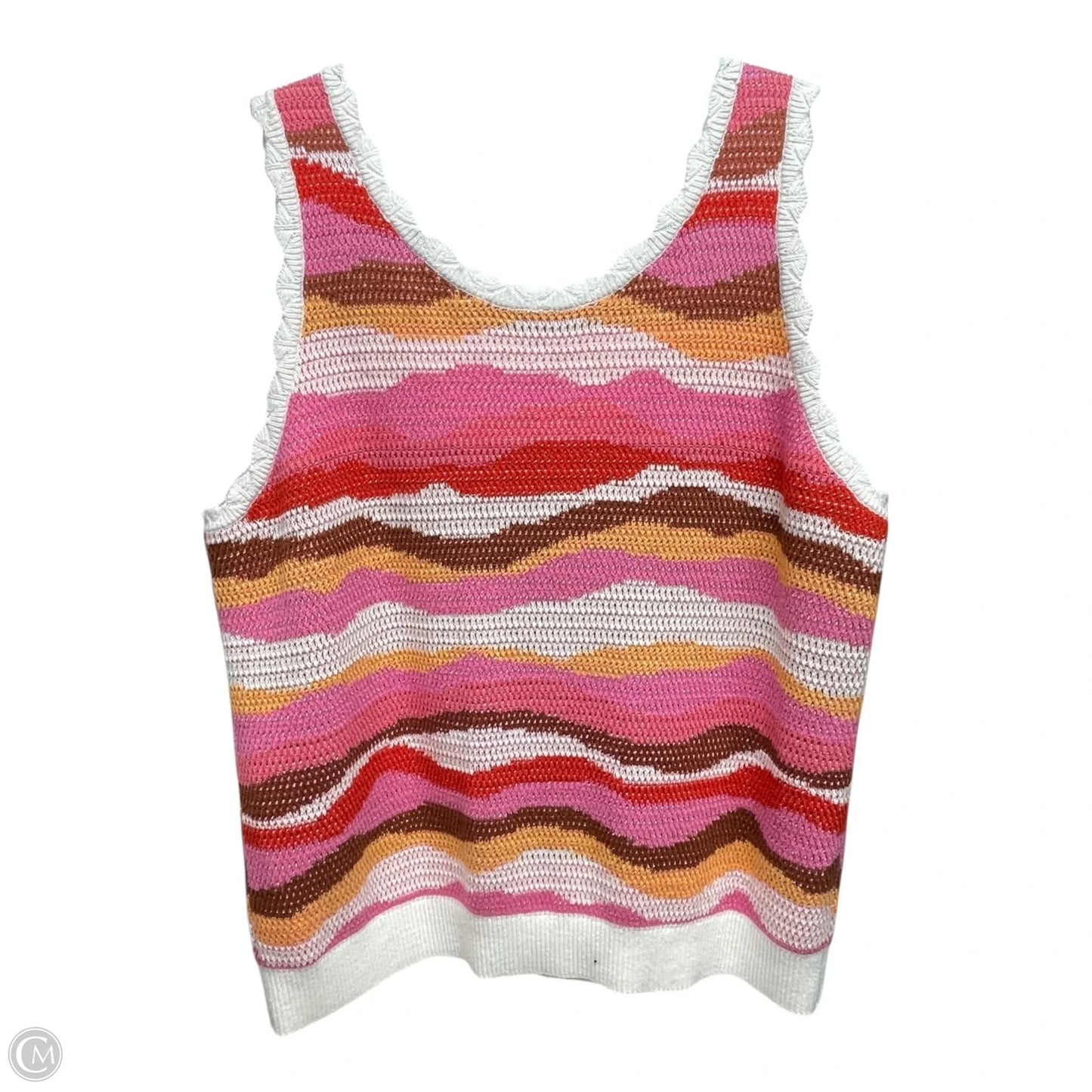 Vest Sweater By Loft In Orange & Pink, Size: M