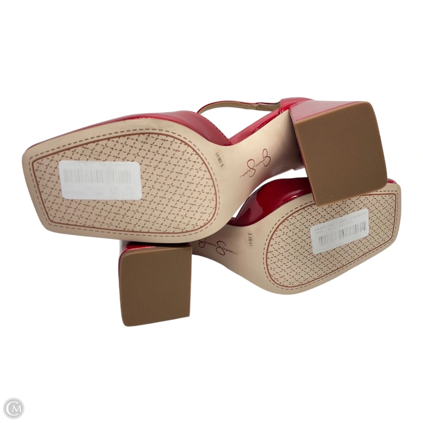 Shoes Heels Block By Jessica Simpson In Red & Tan, Size: 9.5