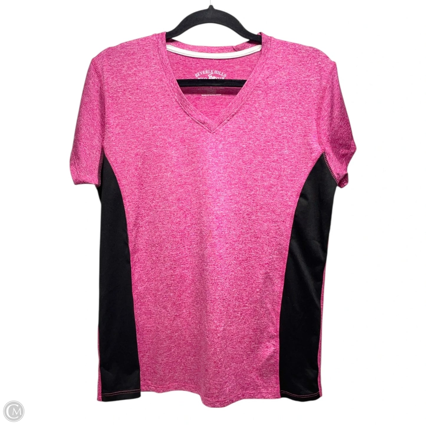 Athletic Top Short Sleeve By Beverly Hills Polo Club In Black & Pink, Size: L